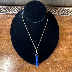 Kei Lapis Lazuli Point Pendant Gold Tone Necklace